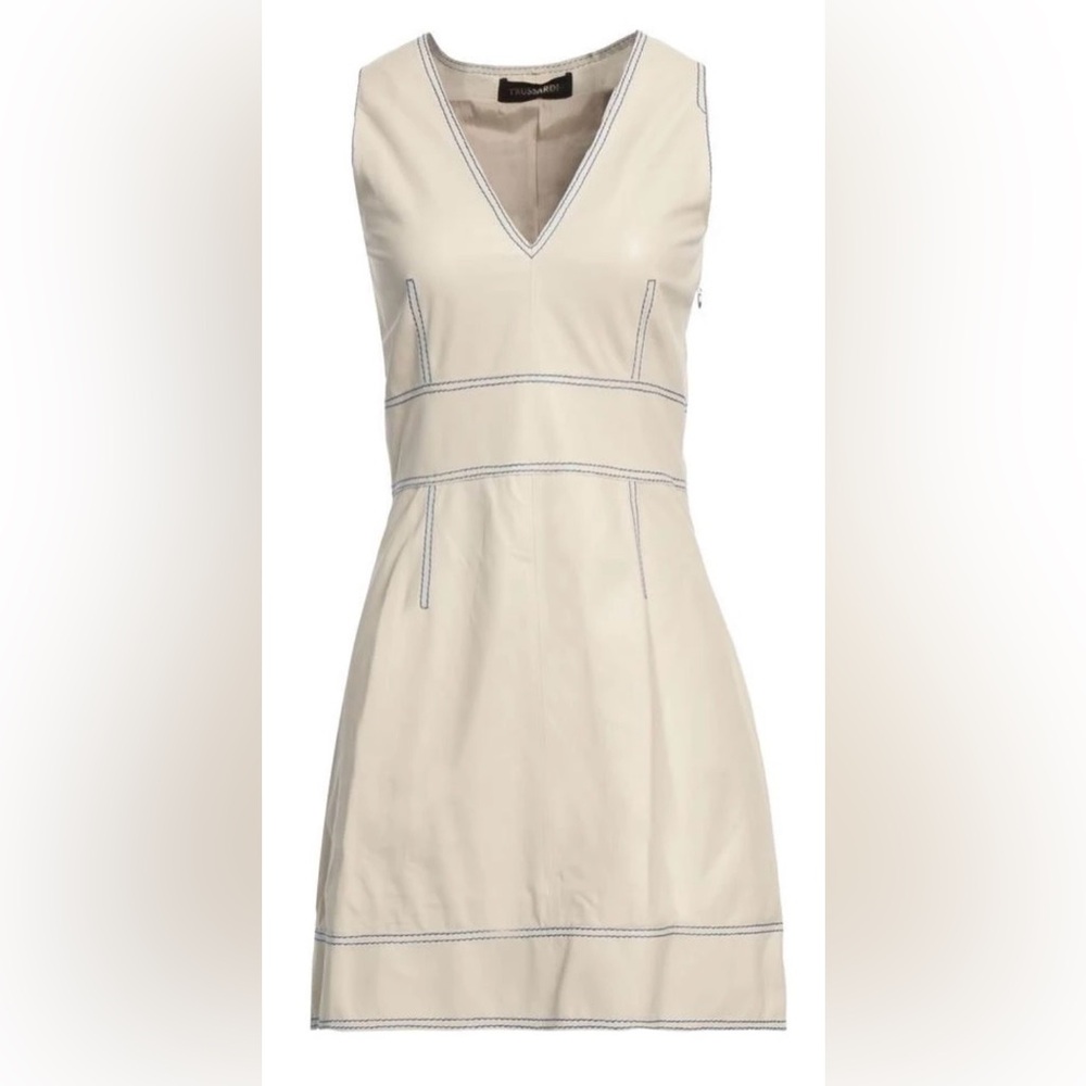 Trussardi Cream Sleeveless Mini Dress
